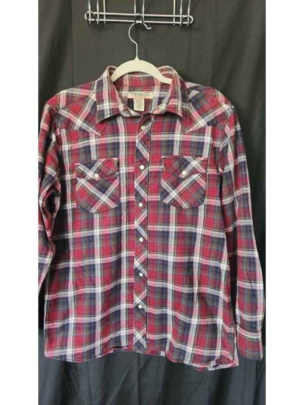 VINTAGE Brand Route 66 Western Red/Black Flannel Shirt Men's Sz Med Pearl Snaps